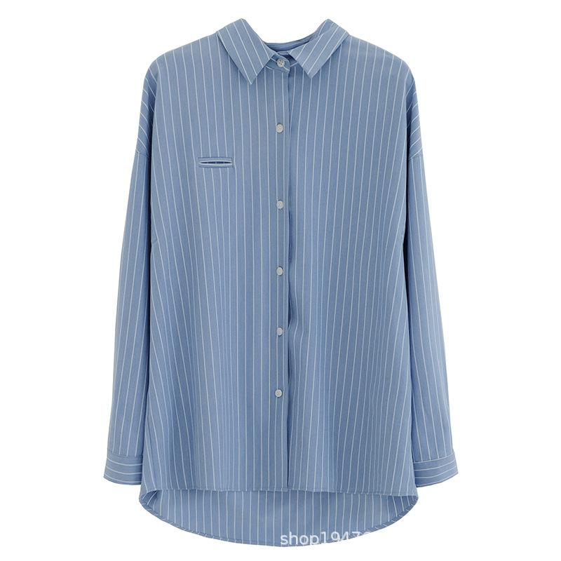 Shirts | Womens Oversized Asymmetrical Striped Shirt