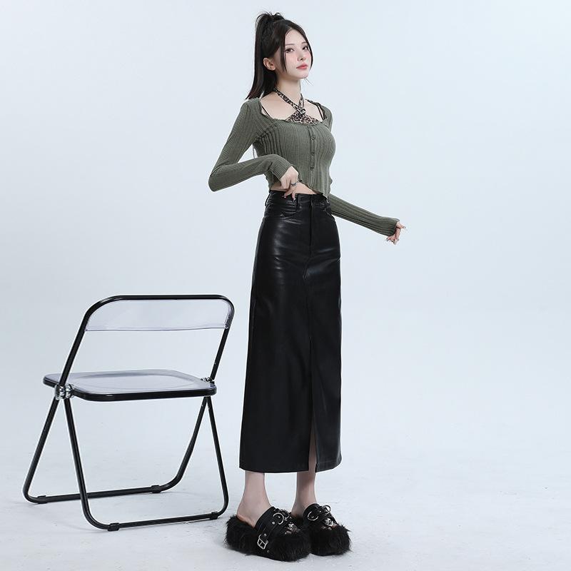 Skirts | Womens Leather Long Pencil Skirt